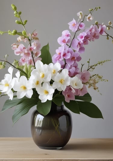 A sophisticated arrangement of white lilies and green foliage for special occasions.