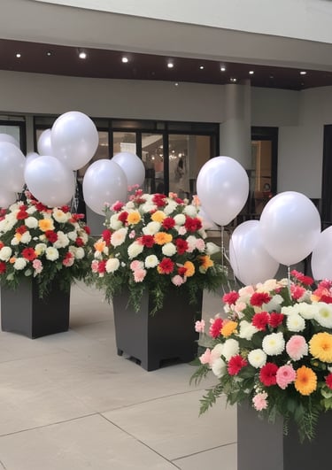 A festive bouquet featuring bright claveles and tulipanes with a touch of greenery.