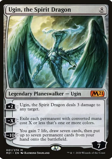 Ugin the Spirit Dragon legendary planeswalker card from Magic the Gathering Core Set 2021.