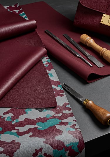 leather craftsman tools and fabric