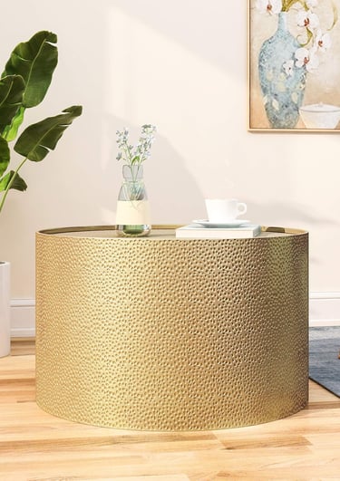 Round Hammered Gold Table