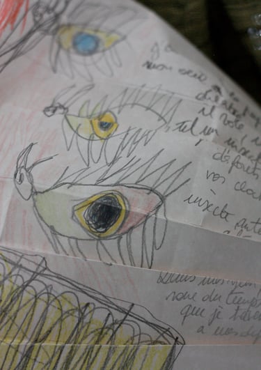 karine-nguyen-van-tham-le feu de l'enfant, dessin médiumnique, rite de mutation des os