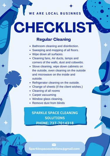 checklist standar cleaning Austin, Tx nera areas