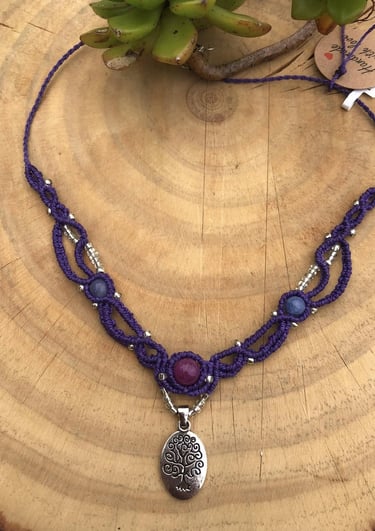 Purple life of tree necklace 