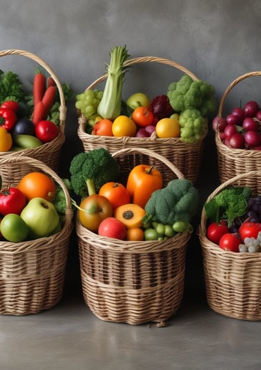 A vibrant display of fresh vegetables, fruits, and pickles available for online purchase.