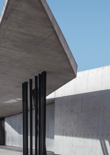 a concrete structure with a large triangular shaped structure