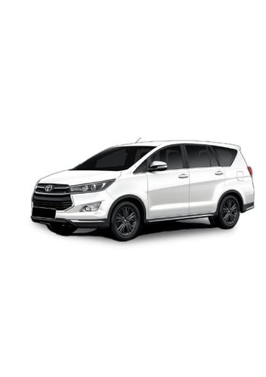 a white Toyota Innova car parked on a white background