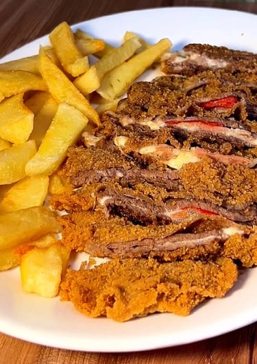 Cachopo de ternera cortado