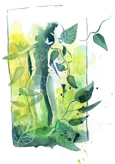 woman surrounded by nettle.