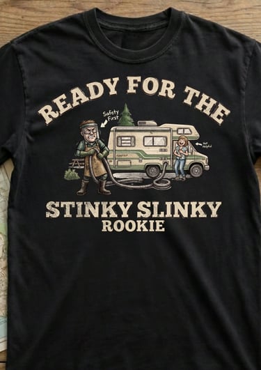 Stinky Slinky Rookie funny RV dump station shirt — Horacio & Visconti