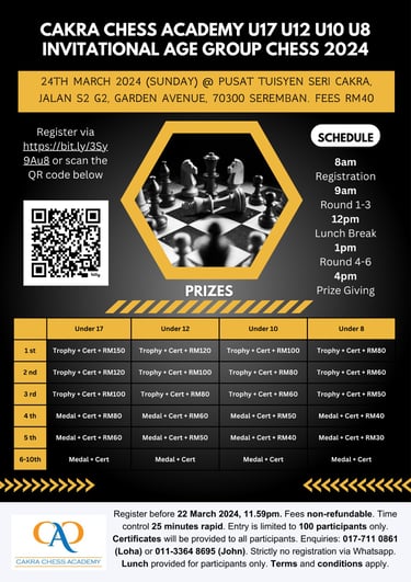 Catur Malaysia Cakra Chess Academy Age Group Chess 2024. 