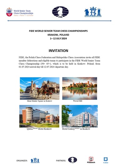 FIDE Chess World Senior Team Chess Championships 2024 Krakow, Poland