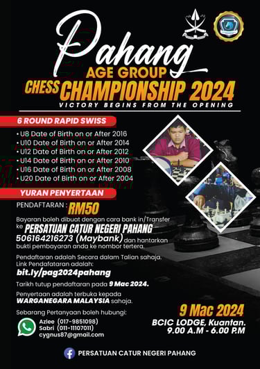 Pahang Age Group Chess Championship 2024. Catur Malaysia. Malaysia Chess