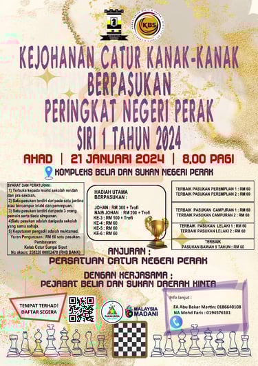Malaysia Chess. Kejohanan Catur Kanak-Kanak Berpasukan Peringkat Negeri Perak Siri 1 Tahun 2024 