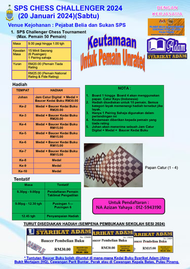 Malaysia Chess. Catur Malaysia. Kejohanan SPS Chess Challenger 2024 