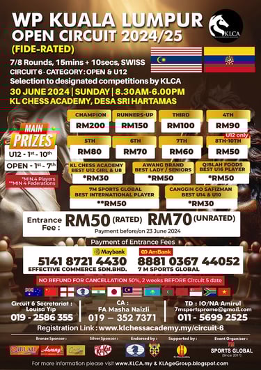 2024/25 WP Kuala Lumpur chess Open Circuit - Circuit 6 (FIDE-Rated malaysia chess tournament) 