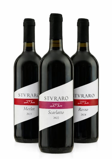 Merlot, Rosso (Cabernet Sauvignon e Merlot), Scarlatto (Cabernet Franc)