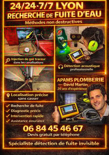 Degat des eaux urgence recherche de fuite toiture terrasse fuite encastrée Lyon