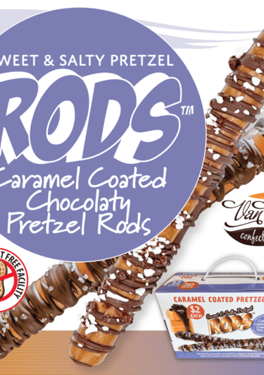 a chocolate covered pretzel with caramel of candy