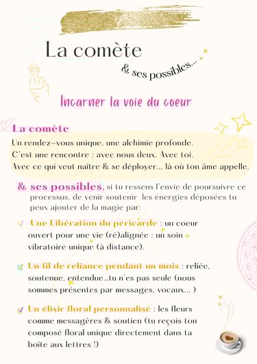 la comète : incarner la voie du coeur - espace sacré créé pour reconnecter à soi 
