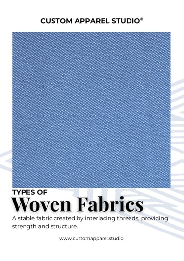 woven fabric close-up with text describing its strength and structure.