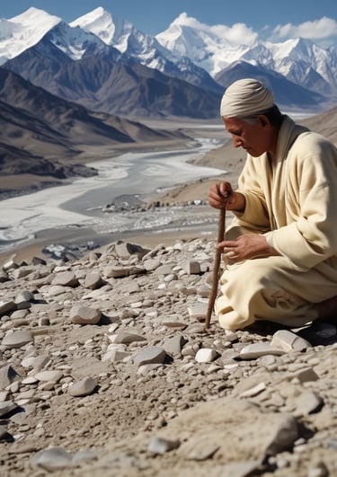 Close-up of pure shilajit resin glistening on a wooden spoon against a natural stone background.