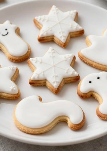 A stack of golden, moist cakes with creamy frosting and fresh berries on top.