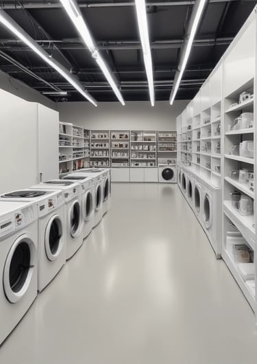 A modern kitchen showcasing various white goods.