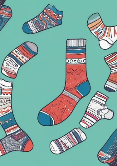 Close-up of a black-and-white sock pack neatly arranged on a minimalist white background.