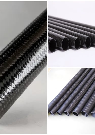 Durable lightweight carbon fiber tubes with a twill weave pattern for industrial engineering projects.
