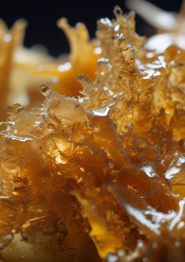 Assorted colorful edible gummies arranged on a wooden board