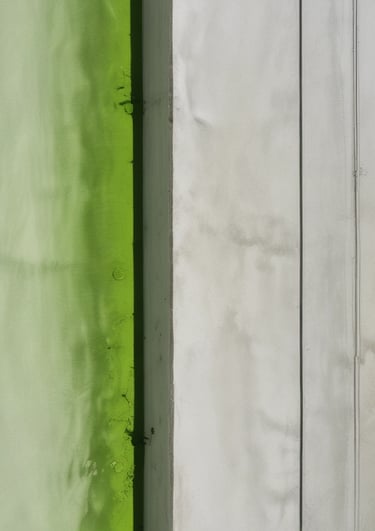 Containers of chemical de-icers lined up on a warehouse shelf.