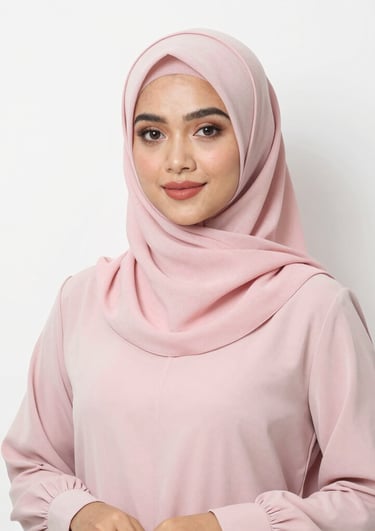 Delicate hijabs and khimars arranged artfully with gentle folds and subtle textures.