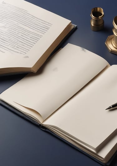 Digital templates and guides displayed on a laptop screen with legal symbols in the background