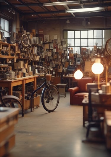 Various photography props including vintage