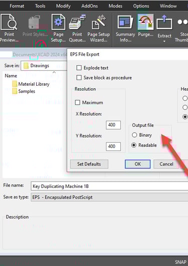 EPS File Export in xCAD