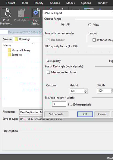 JPG File Export in xCAD