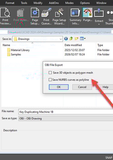 OBJ File Export Setup in xCAD