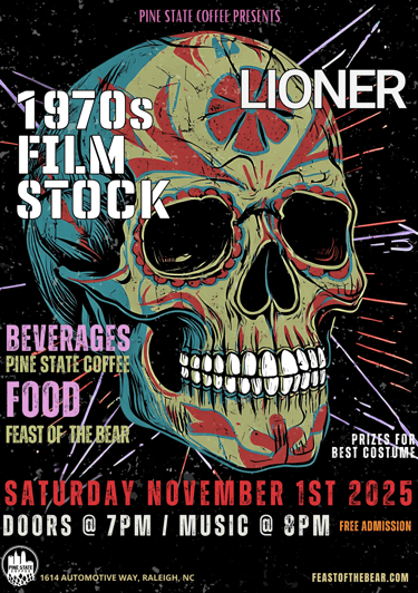 Feast of the Bear event at Pine State Coffee in Raleigh NC; live music, food catered by Jason Little