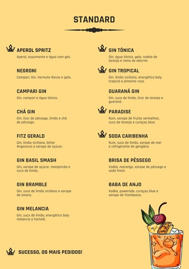 pacote open bar standard