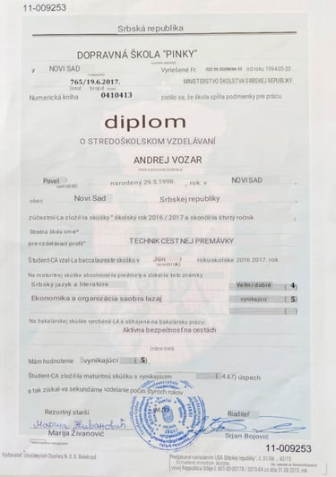 Diplom technik cestnej premavky