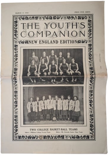 Rare early Williams College Basketball Team Photograph on the Youth's Companion Newspaper