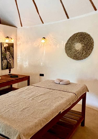 Vue du spa du boutique hôtel Maison Fimela situé au coeur du Sine Saloum