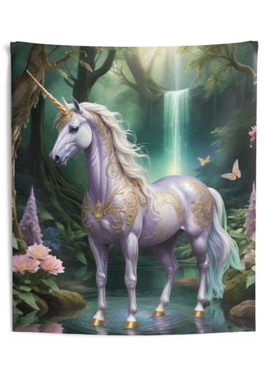 unicorn waterfall tapestry