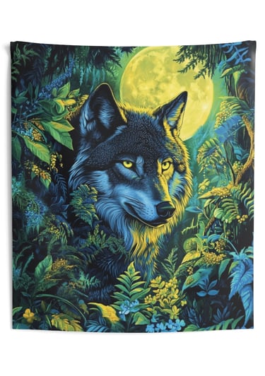 wolf and moon tapestry