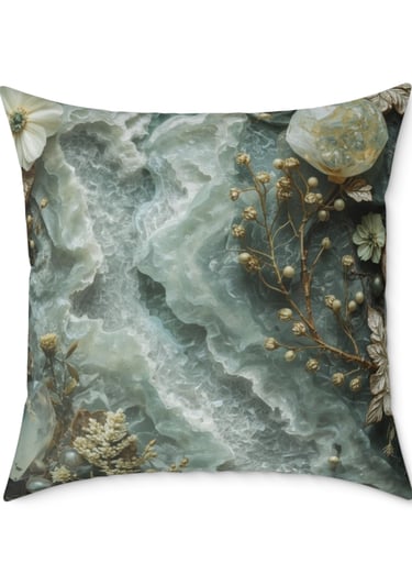 ocean agate floral cushion