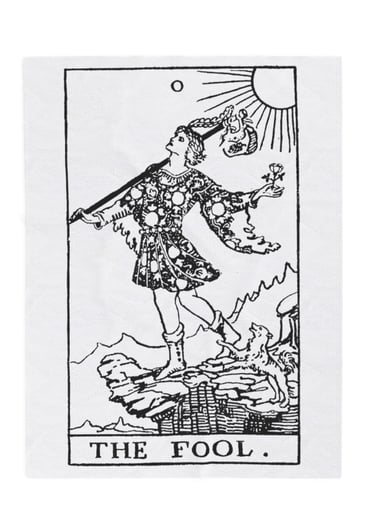 black and white the fool tarot blanket