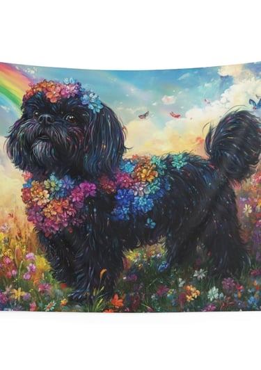 cute dog flower tapestry