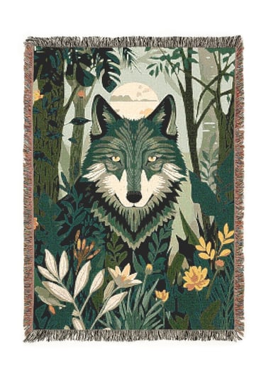 wolf woven blanket