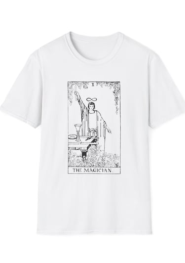 black and white the magicain tarot t-shirt